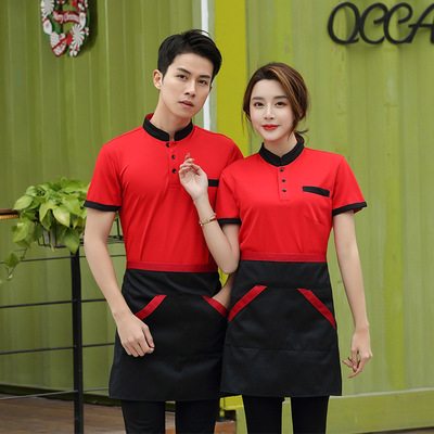 短袖夏季T恤烧烤火锅店汉堡奶茶店饭店餐厅服务员工作服定制工装|ru