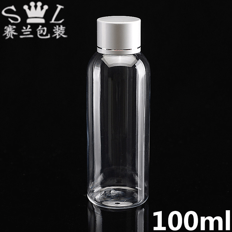 透明塑料瓶圆肩PET 100ml 配氧化铝盖爽肤水乳液分装瓶 洗发水瓶