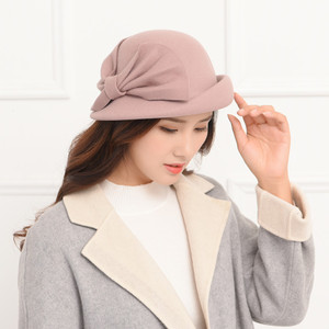 Party hats Fedoras hats for women Hat Women domed woolen felt hat top hat curled big bow Belle hat