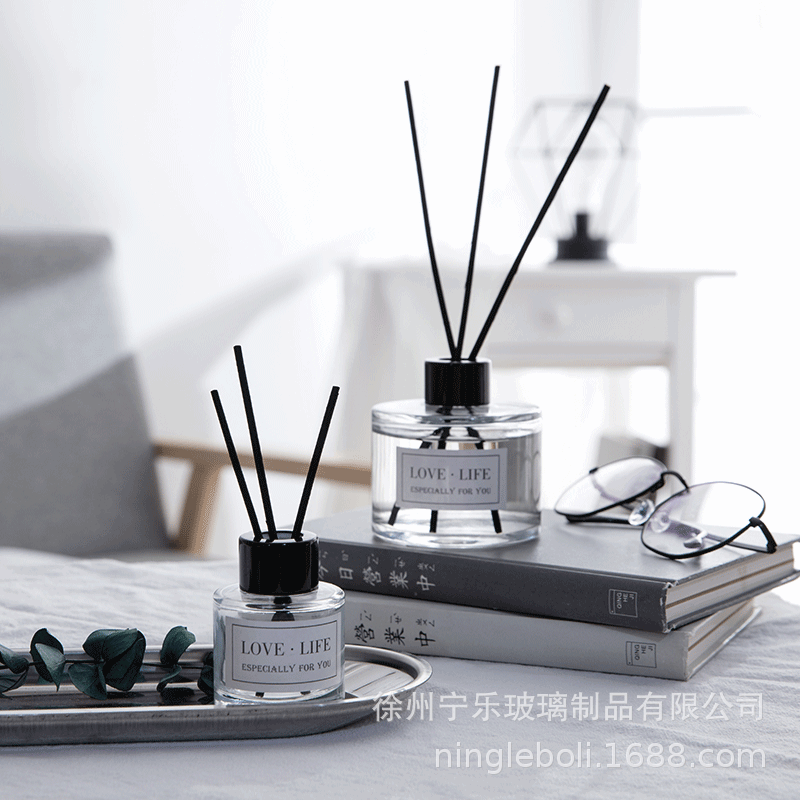 30ml香薰瓶方形透明香水玻璃瓶扩香瓶四方50ml无火香薰瓶子精油瓶
