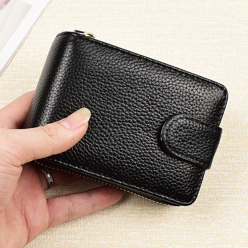 Cross-border top grain leather men's card wallet leather accordion card wallet RFID anti-theft card wallet genuine leather ID card case 