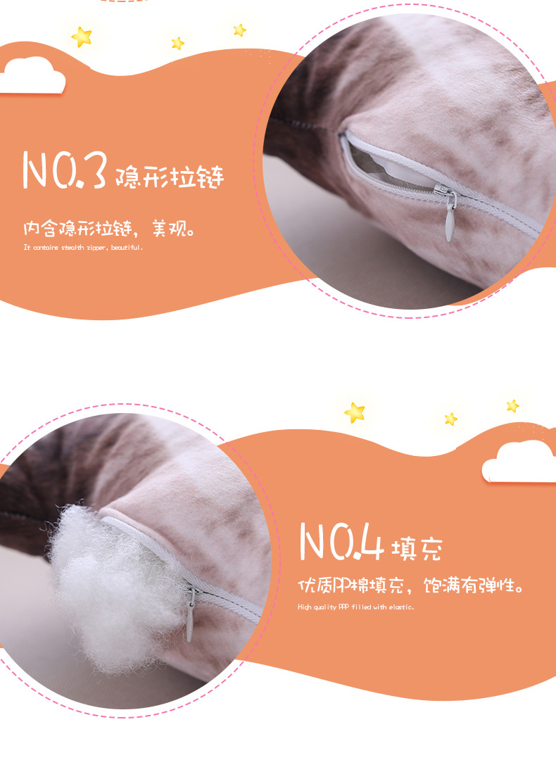 Creative Artificial 3D Stereo Dog Pillow Kitten Plush Toy Doll KiDsren's Gift BirthDay Gift Doll