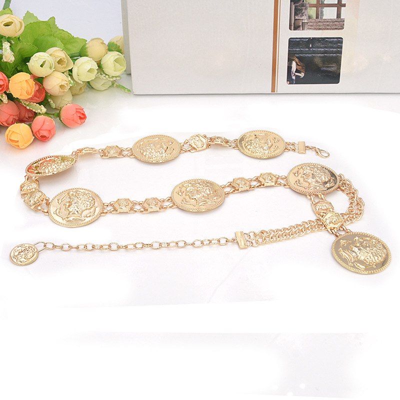 Fashionable universal metal golden waist belt