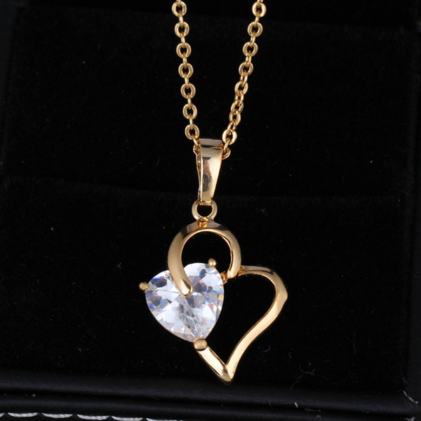 Brand copper necklace heart shaped with zircon