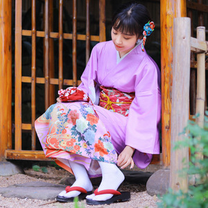 Beauty of cherry and wind all year round Japanese kimono women’s formal dress orientation printing kimono wrinkle free i
