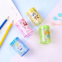 好彩厂家批发双孔卷笔刀塑料笔刨圆形削笔刀卡通图案铅笔刀