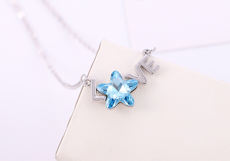 1 Piece Fashion Letter Star Alloy Inlay Rhinestones Womenu0027S Pendant Necklace