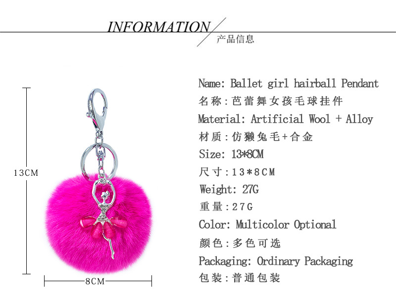 Alloy Diamond-studded Ballet Girl Keychain display picture 2