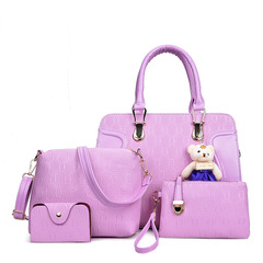 尚梵妮新款女包 小熊壓花四件套子母包單肩斜挎手提女包女包批發