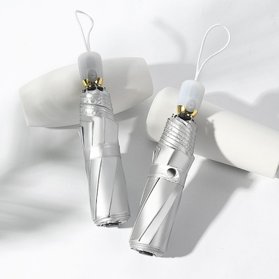 创意全自动钛银胶防晒伞三折超轻防紫外线黑胶遮阳晴雨伞女太阳伞