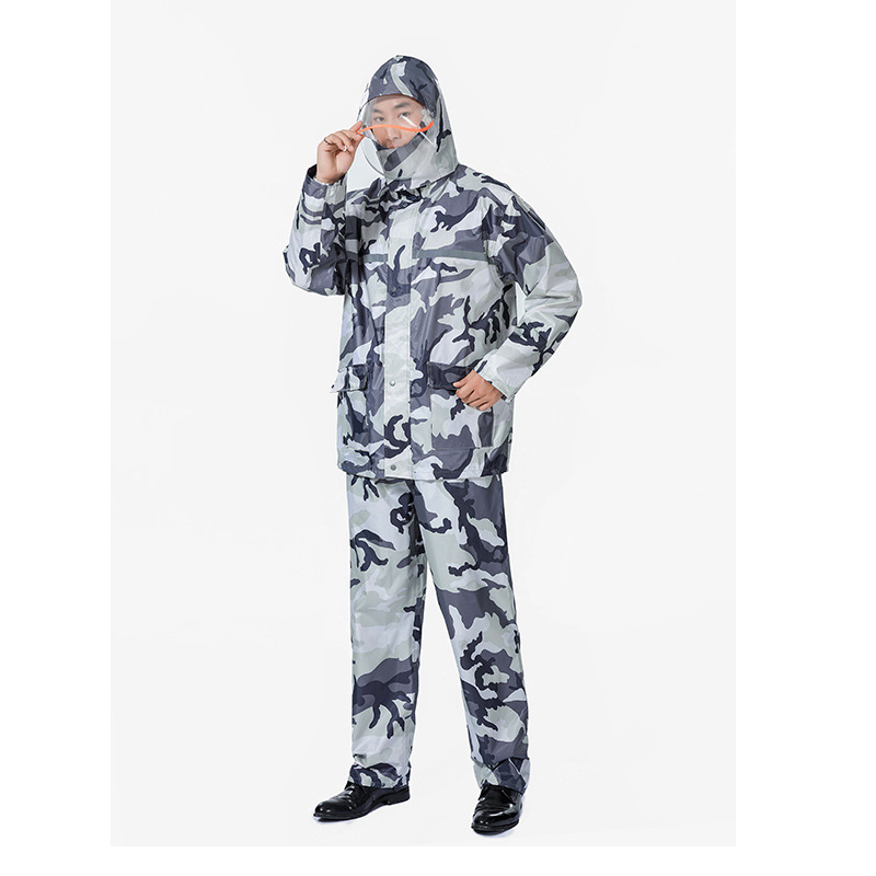 더블 레이어 위장 폴리 에스테르 PVC 세트 새로운 더블 챙 남성과 여성의 비옷 오토바이 워킹 비옷 분할 세트