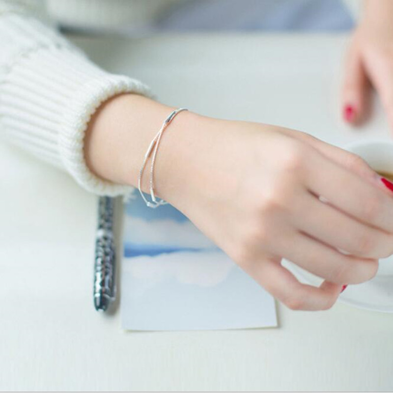Elegant One Line Round Stick Bracelet For Women Double Layer_voghion.com