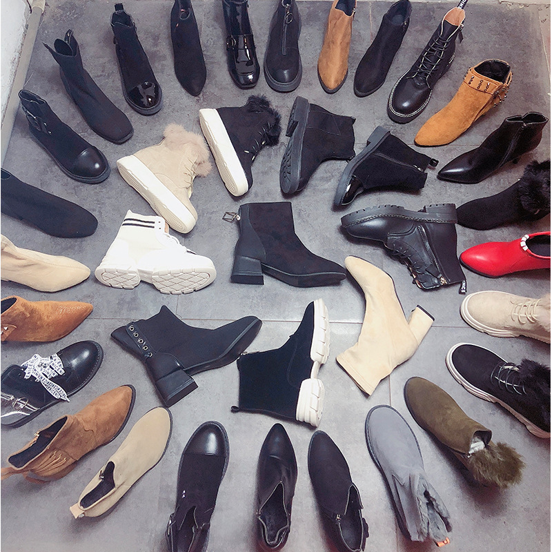 库存鞋尾货清仓处理杂款秋冬女靴百搭女鞋 低价地摊货源批发|ms