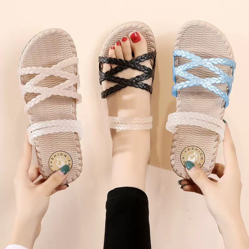 拖鞋女外穿夏秋季新款时尚网红爆款女韩版爱潮一字后带两用女鞋