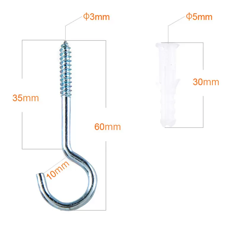 广告吊旗悬挂海报杆配件超市专用S型膨胀管螺丝挂钩羊眼灯钩金属