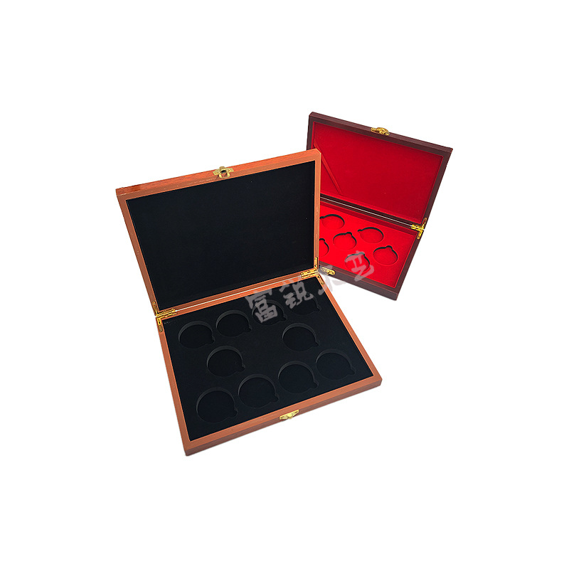 厂家定做 木质纪念币礼品盒 鼠年纯银币礼品盒 翻盖奖牌木盒