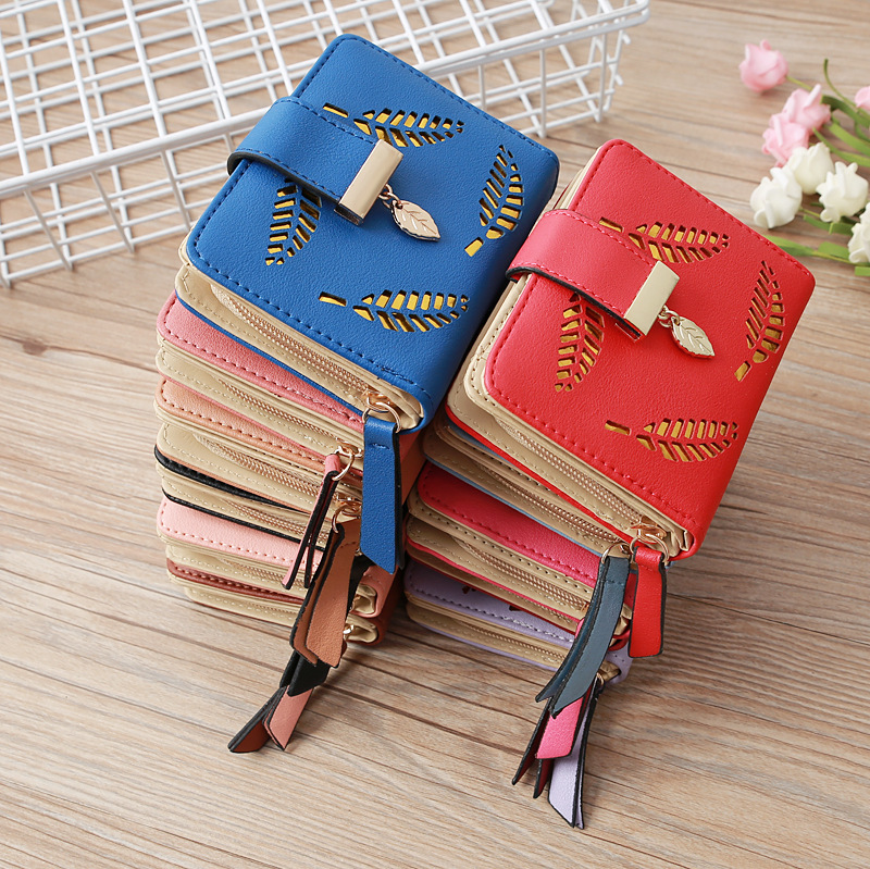 Korean Hollow Leaf Flower Two Fold Wallet display picture 22