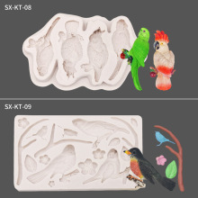 三信 鹦鹉翻糖硅胶模具DIY动物系列创意巧克力蛋糕装饰石膏磨具