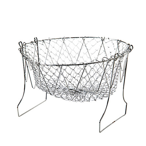 304 stainless steel deep fryer basket for home use, suitable for french fries and chicken wings, extendable and foldable round filter screen with drainage and dripping basket