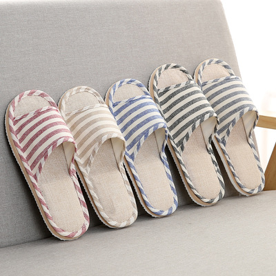 四季家用亚麻拖鞋女式室内木地板泡沫底情侣棉布男士春夏家居拖鞋|ms