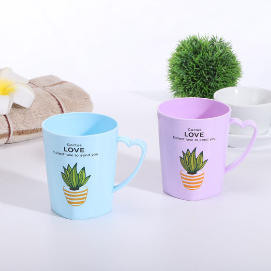 Candy Color Couple Cup Plastic Brush Cup High Quality Plastic Cup Love Mouth Cup Wash Cup Drinking Cup