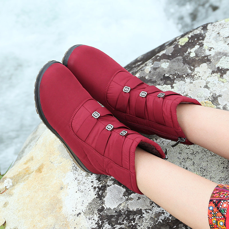 雪地靴��冬加绒保暖加厚妈妈棉鞋防滑厚底短靴老人棉靴一件代发批|ms