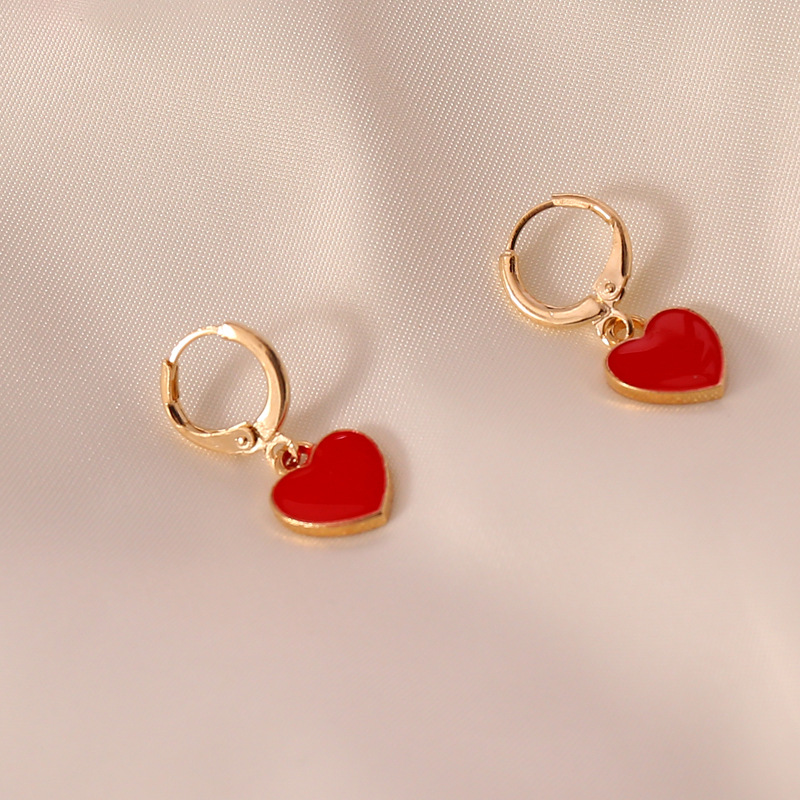 Multi-color Oil Drop Heart Earrings display picture 4