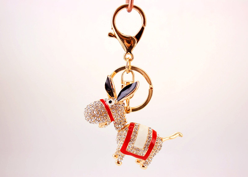 40g Weight Alloy, Metal Material Unisex Gender Pink, Red, Blue, Black Color Creative Cute Diamond Donkey Car Keychain 11