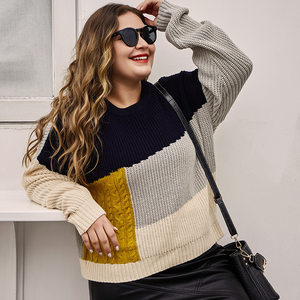 product - wholesale Plus Size Neck Long Sleeve Women Artificial Wool Top Women - 2