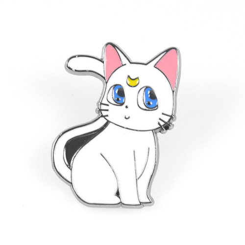 Japanese cartoon anime alloy badge Sailor Moon black cat white cat Luna brooch glue electroplating gift boutique