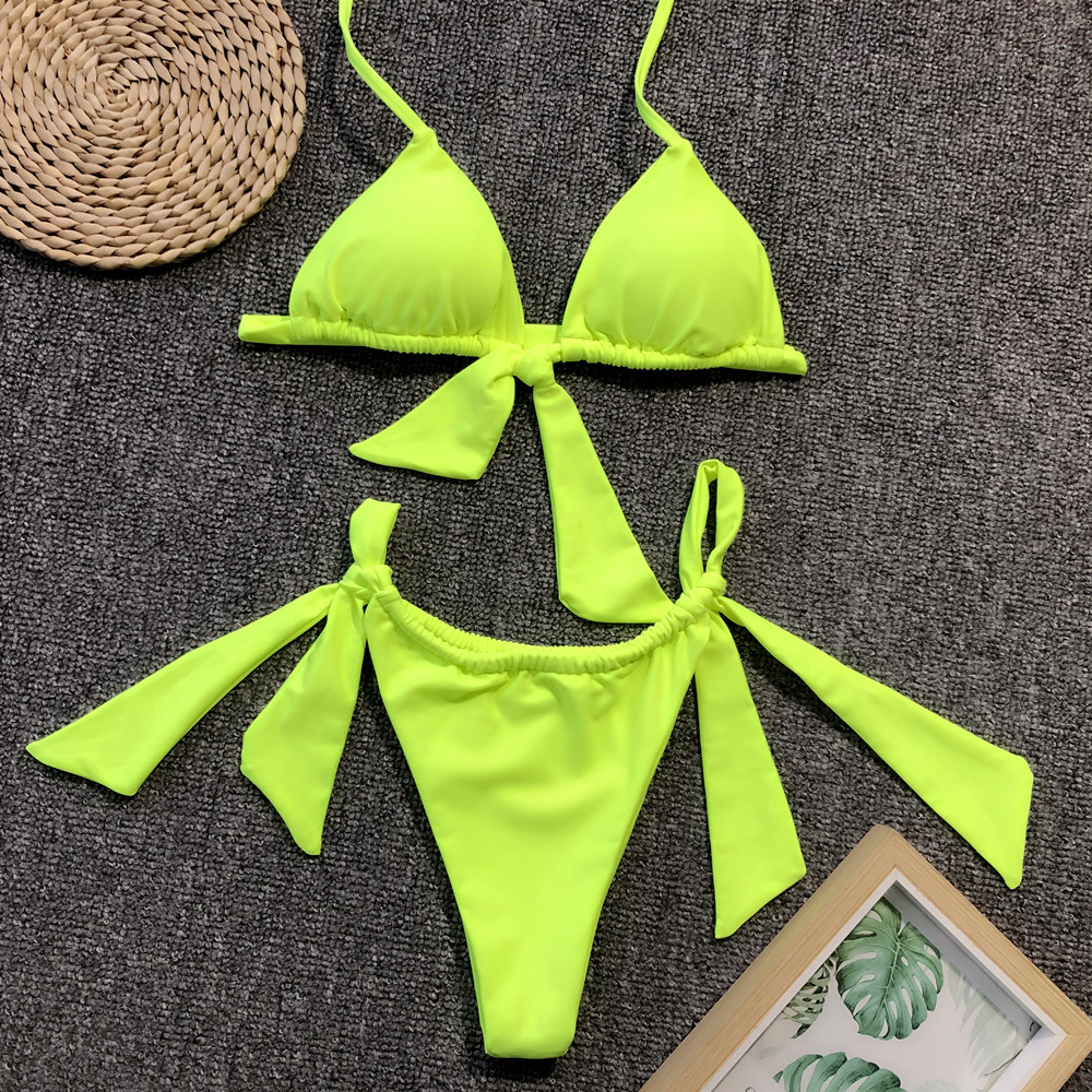 bikini simple color sólido traje de baño dividido damas traje de baño caliente NSDA1211