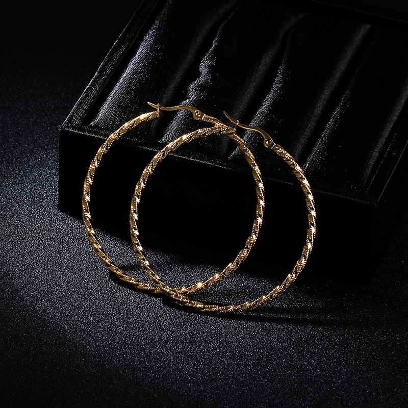 Titanium&Stainless Steel Fashion Geometric earring(Gold 5.5cm)Fine Jewelry NHIM1689-Gold-5.5cm