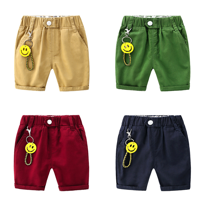 Children's Trousers Men's 2023 Summer Solid Color Cartoon Smiley Trendy Boys' Pants for Summer