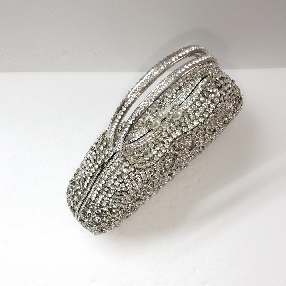 Túi clutch nữ đính kim cương giả dự tiệc cao cấp kích thước 23x12x6 cm — Màu đen chi tiết 33