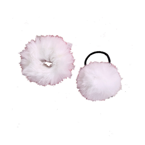 Cute soft lolita cute fur hair circle artificial rabbit fur ball rubber band hair tie new winter accessories