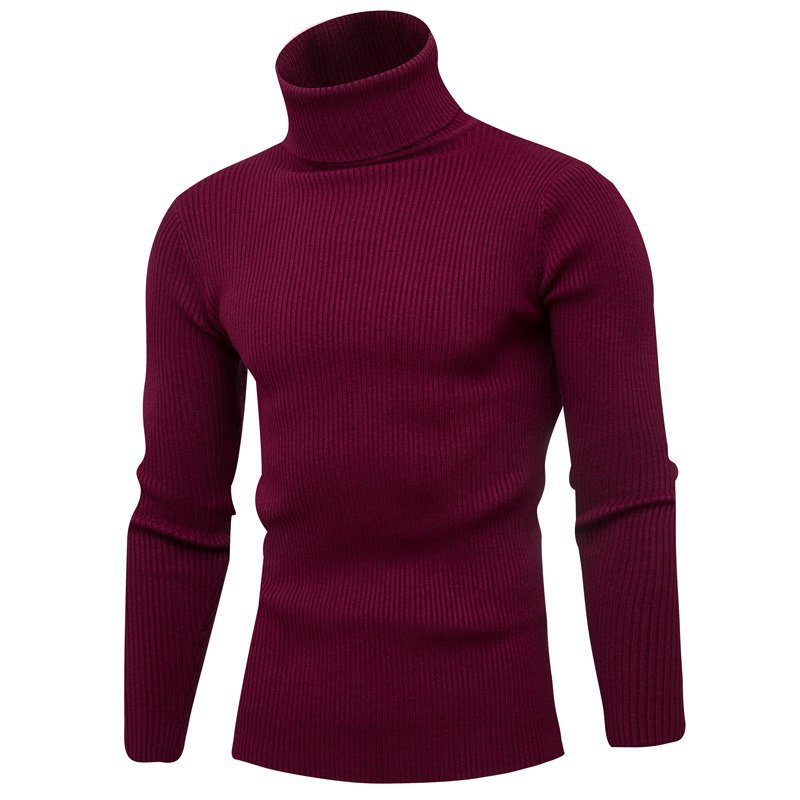 Autumn and Winter new men's vertical bar turtleneck pullover Korean slim thin sweater student Youth Men's sweater