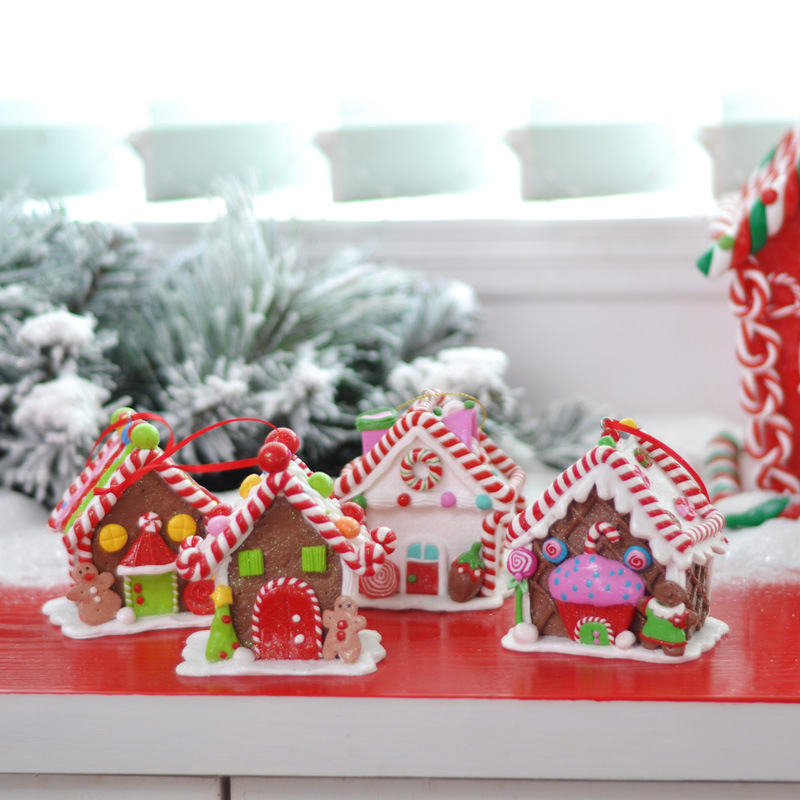 Глина, домик, рождественское украшение, макет, рождественский креативный реквизит