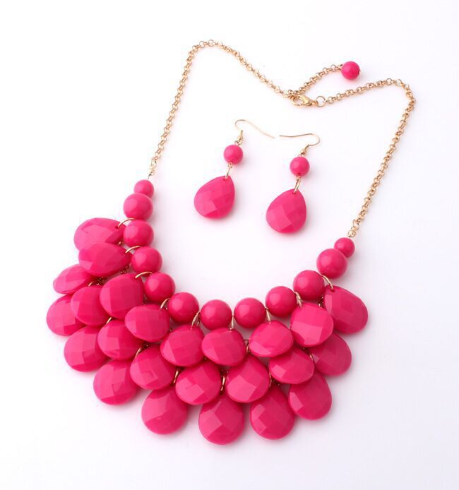 100g Weight Jewelry Set Classification Earrings + Necklace Quantity Holiday, Daily Occasion Alloy, Plastic, Resin Material Water Droplets Pattern Women's Gender Plating Design Lady Style Lady Water Droplets Alloy Plastic Resin Plating Women's Jewelry Set 6