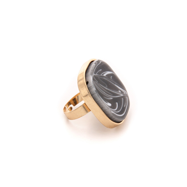 原创设计欧美流行夸张戒指ins几何方形树脂戒指个性朋克风金属