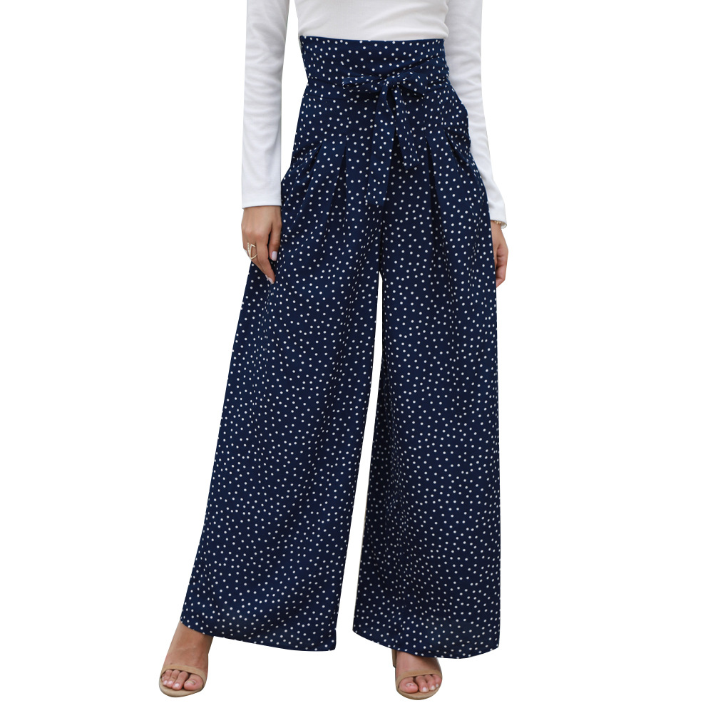 fashion print bow wide leg pants NSSA28571