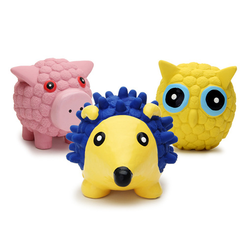 Ideal Dog Toys Latex Hedgehog Owl Series Interactive Sound Training Chew-resistant Grinding Fun Dog Toy