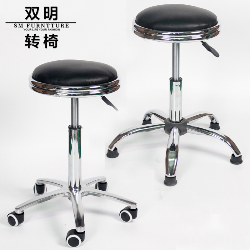 PU软包实验室凳 车间工作椅子 小圆凳 升降旋转大工凳 收银吧台椅