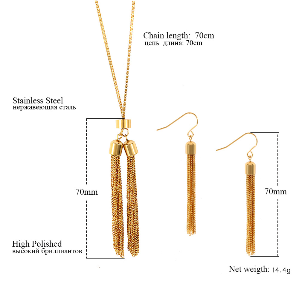 Simple Style Tassel Titanium Steel Plating Jewelry Set 2 Pieces display picture 1
