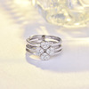Split Clover Ring Three in one woman 925 Sterling Silver Set Ring combination Net Red ins Opening Ring wholesale