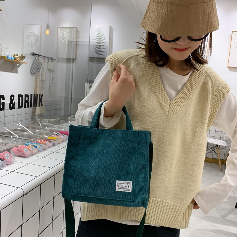 Women's bag corduroy 2021 new style small square bag South Korea ins bag foreign trade trend handbag single shoulder bag