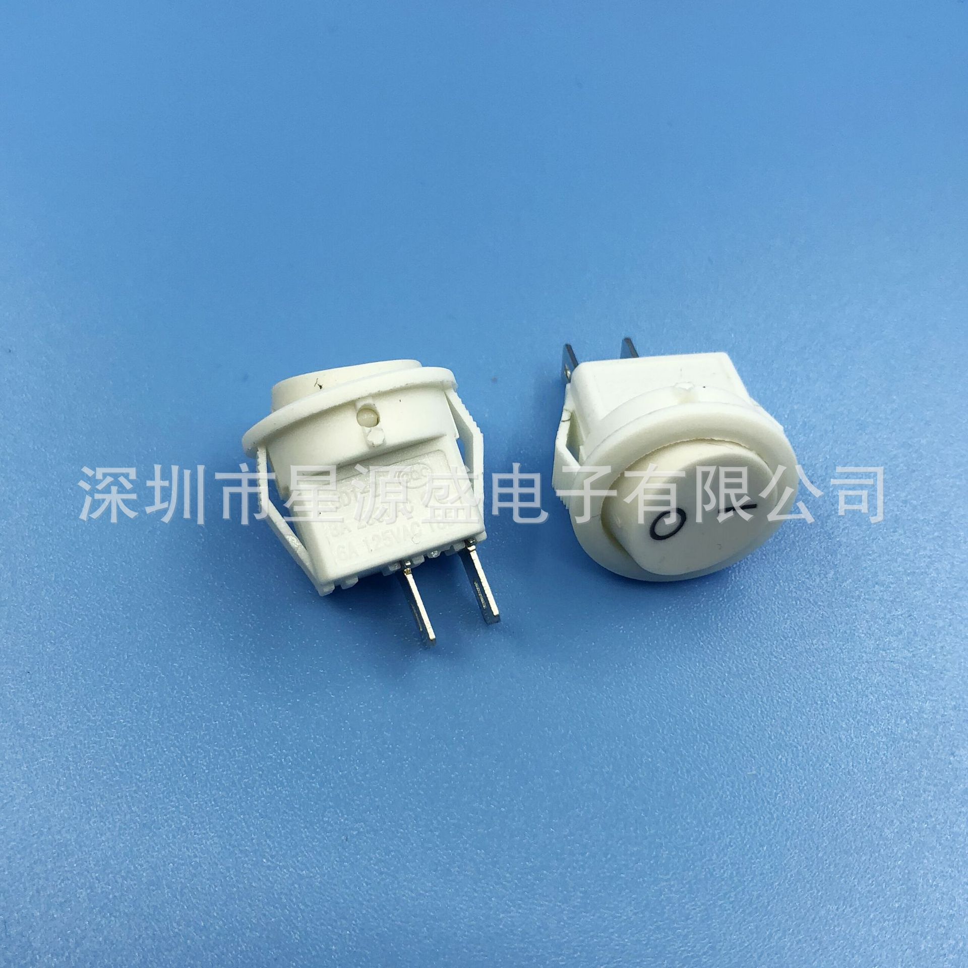 3A圆形电源开关 KCD11 圆型开关 船型开关 2脚2档白色 16.5*15mm