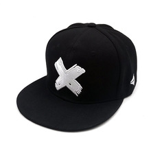 外贸新款速卖通立体刺绣logo平沿大头帽街舞帽X字母嘻哈棒球帽子