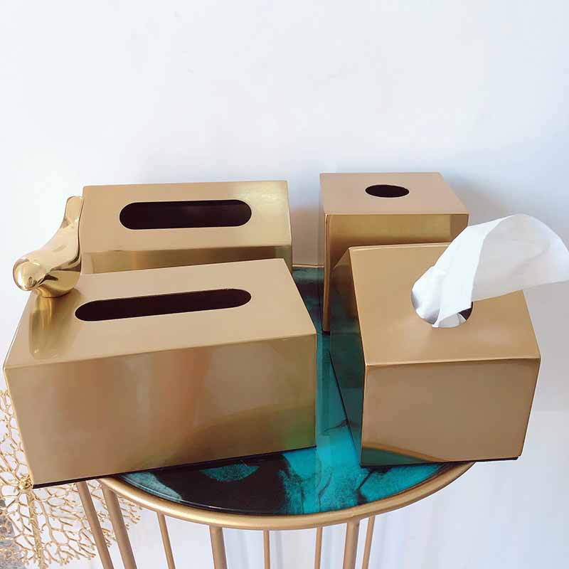 小房子形金色紙巾盒 黃銅色金屬抽紙盒 北歐ins輕奢擺件客廳家用