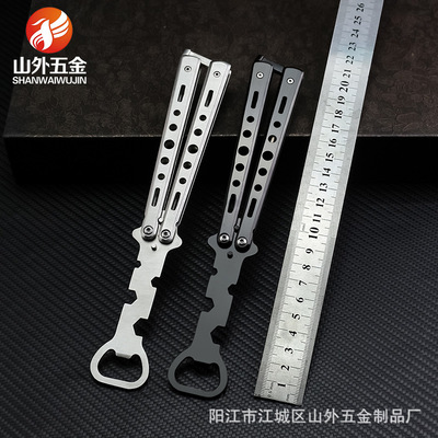 现货供应未开刃 美国蝴蝶刀 蝴蝶练习刀不锈钢开瓶器c31厂家发货|ru