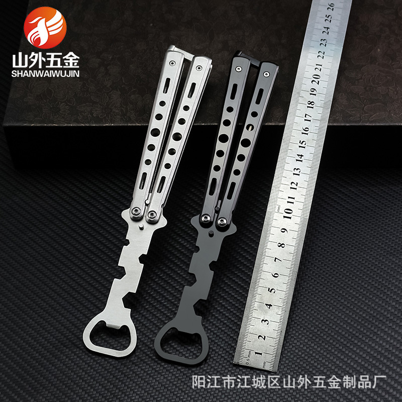 现货供应未开刃 美国蝴蝶刀 蝴蝶练习刀不锈钢开瓶器c31厂家发货|ru